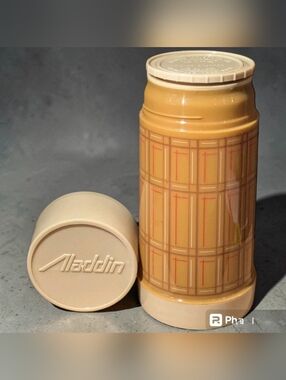 ALADDIN Vintage 1970s Best Buy Plaid Wide Mouth Insulated Thermos Bottle 7.5"H